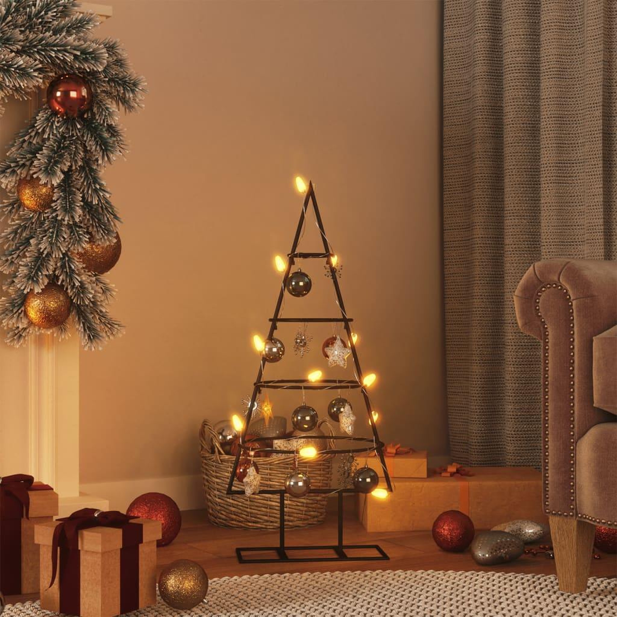 VIDAXL Arbre de Noël en metal pour decoration noir 60 cm