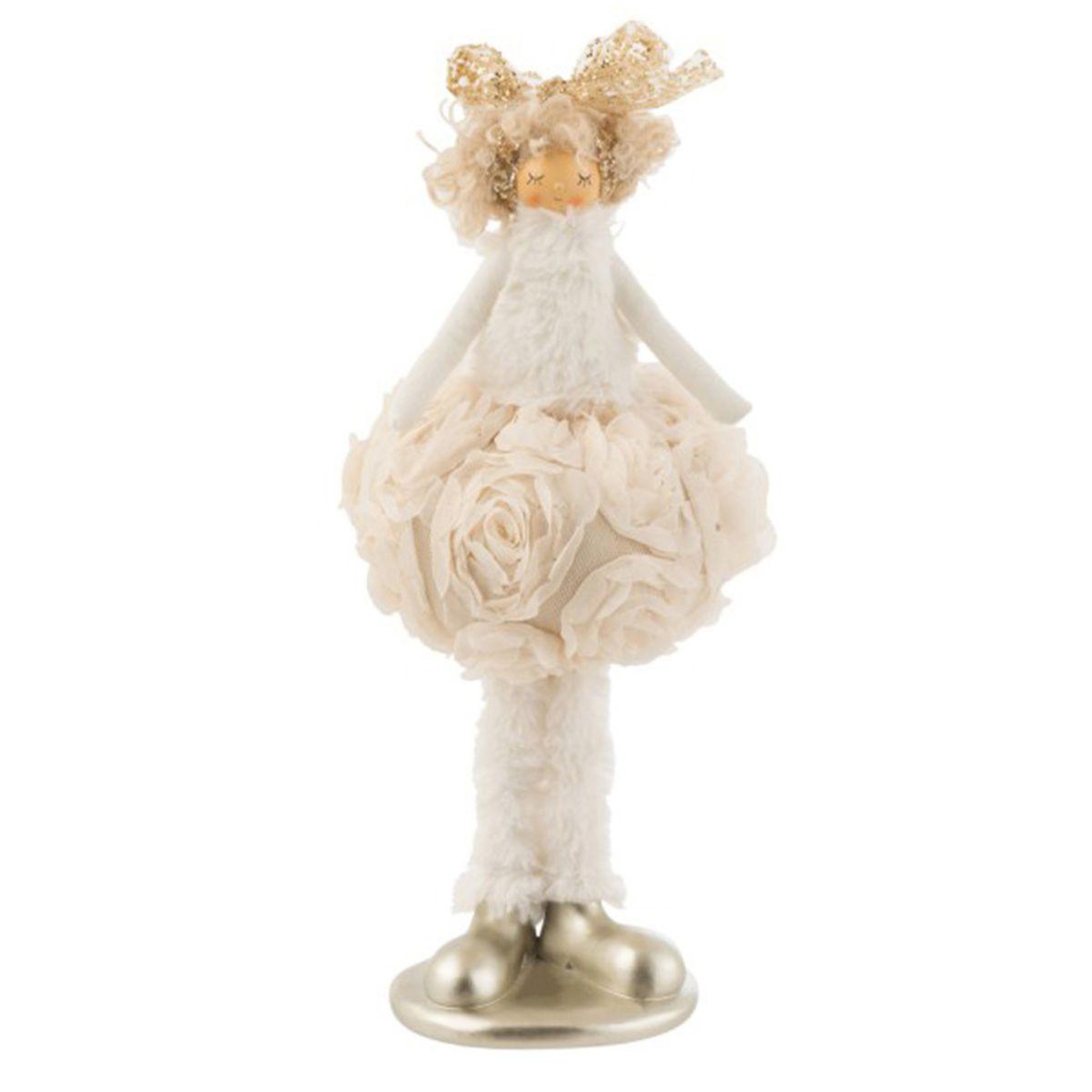 J-LINE Statuette déco  fille hiver  29cm champagne