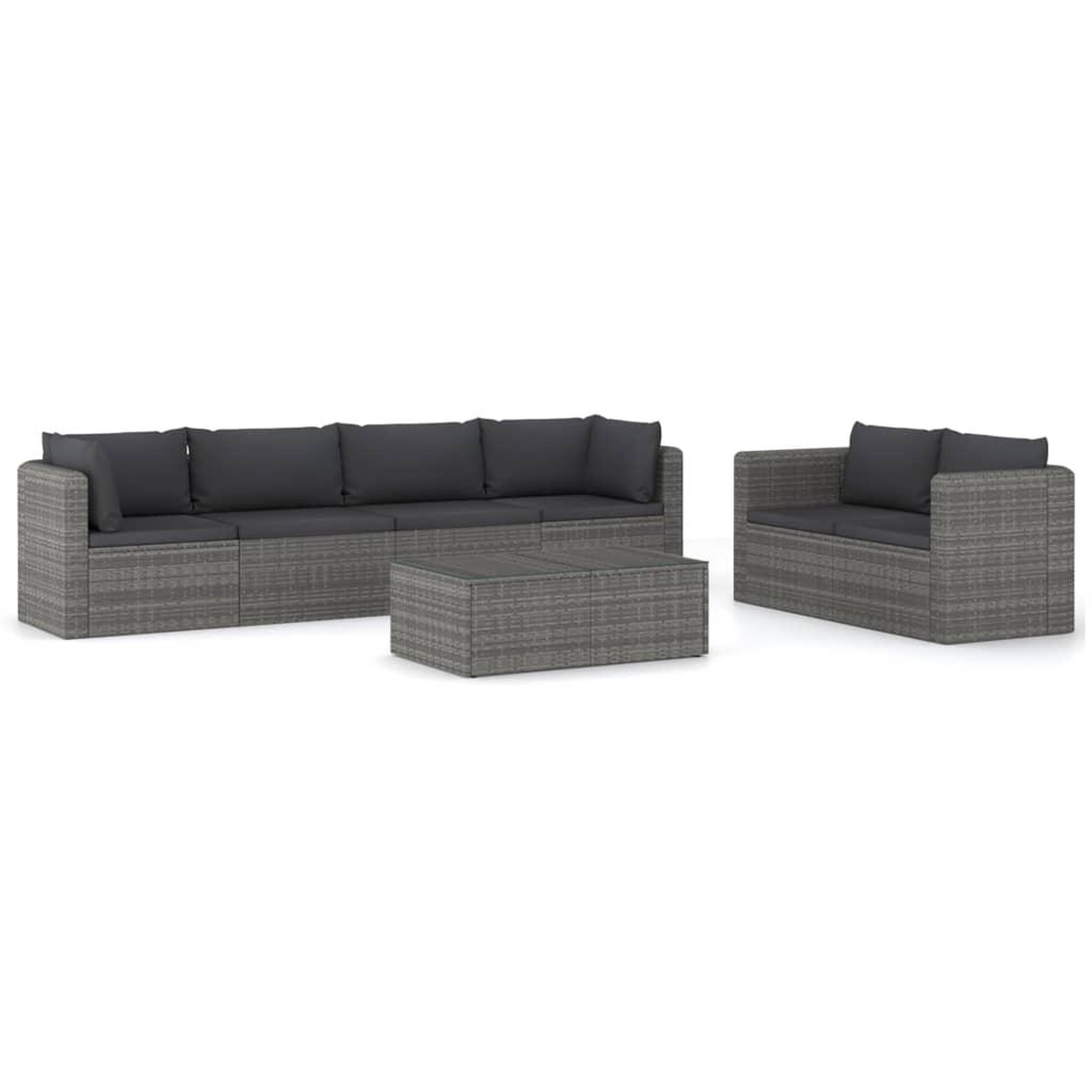 Voir la diapositive 2 : VIDAXL Salon de jardin 7 pcs avec coussins resine tressee gris