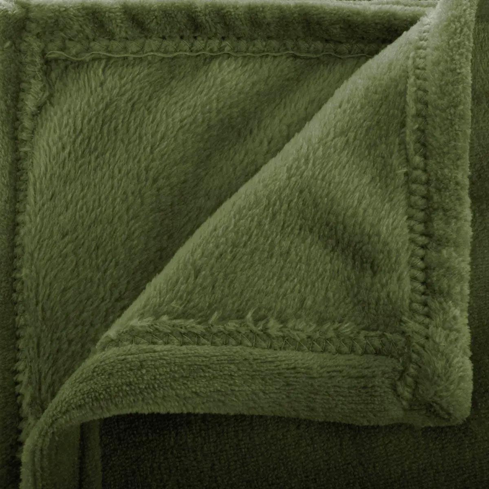 Voir la diapositive 2 : ATMOSPHERA Plaid doux uni  flanel  125x150cm vert kaki