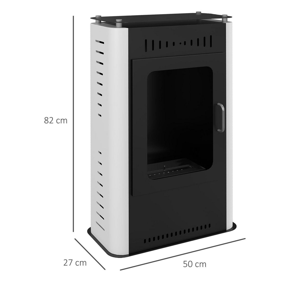 HOMCOM Cheminée bioéthanol design contemporain - étagère - brûleur 1,2 L - contrôle de flamme et manche inclus - acier noir blanc