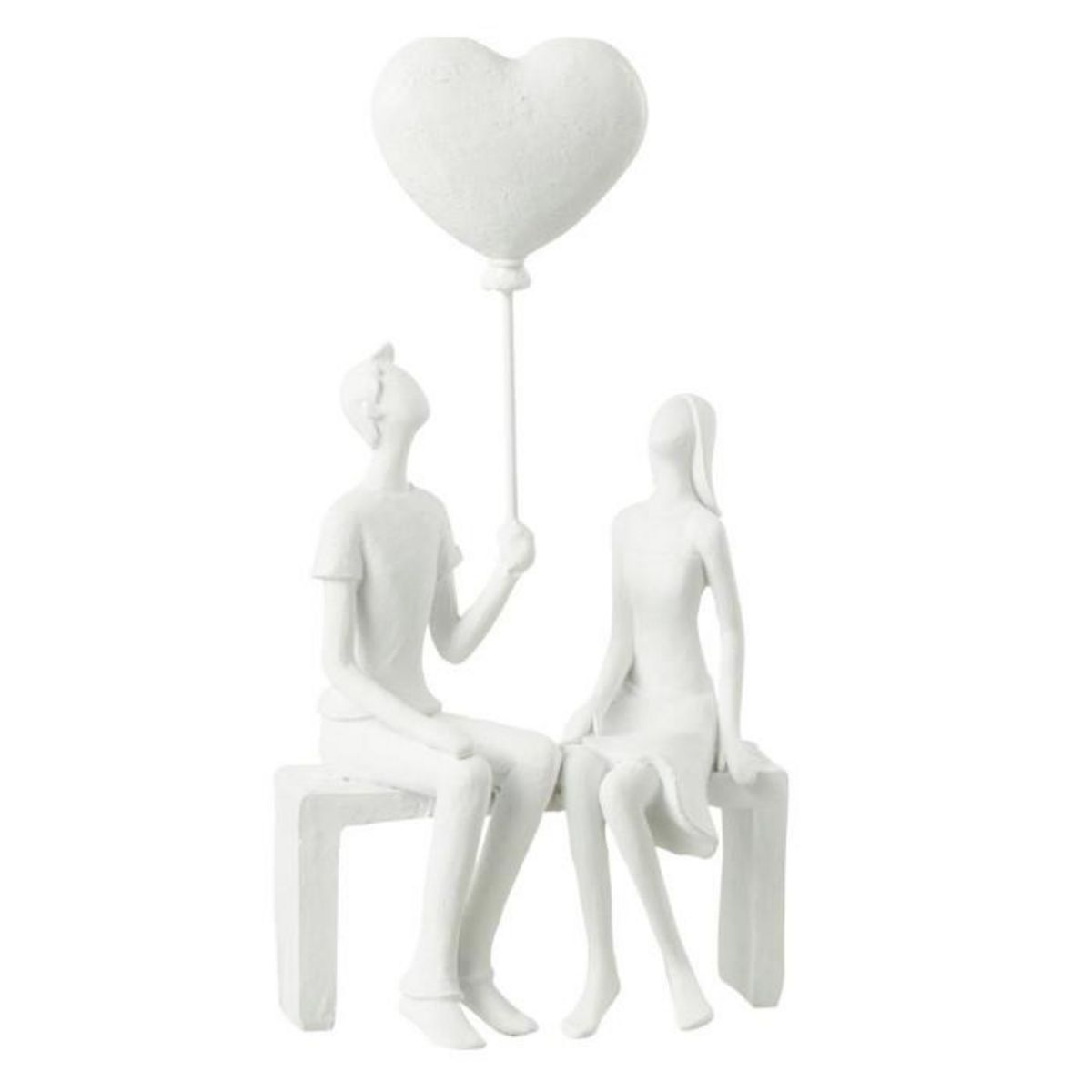 Paris Prix Statuette Déco  Couple Assis Ballon  23cm Blanc