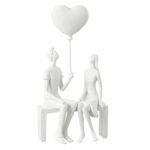 Paris Prix Statuette Déco  Couple Assis Ballon  23cm Blanc