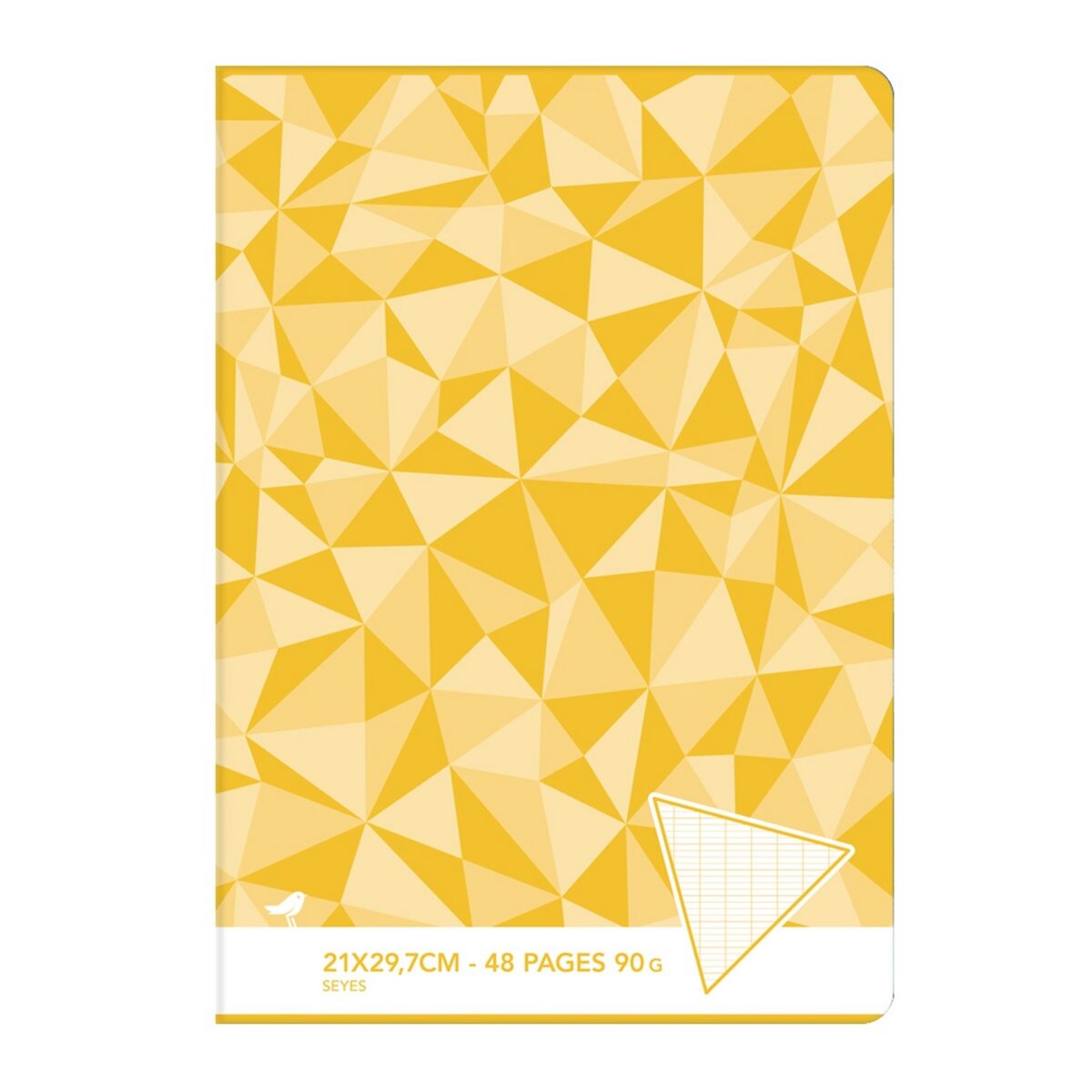 AUCHAN Cahier piqué 21x29,7cm 48 pages grands carreaux Seyes jaune motif triangles