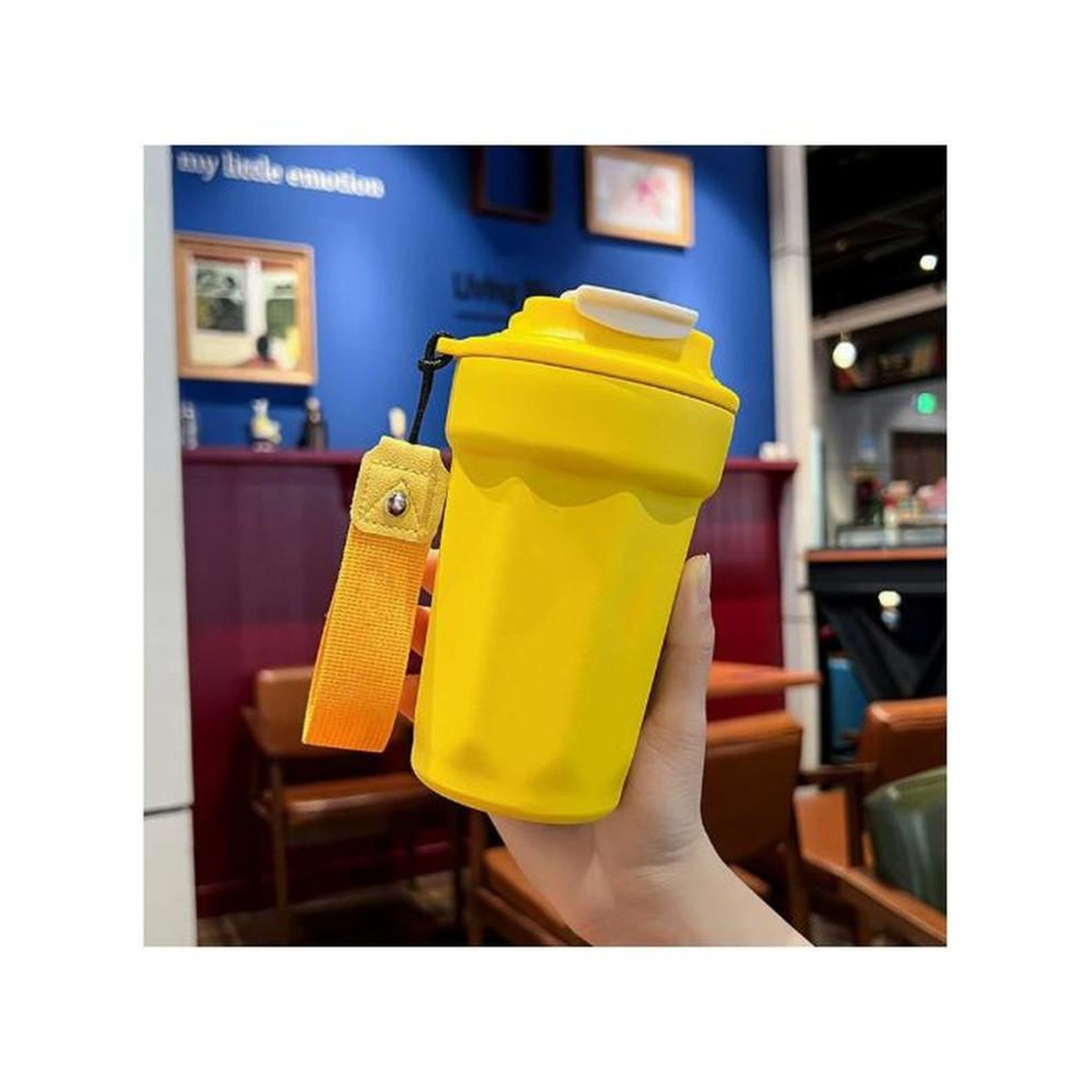 Voir la diapositive 2 : Mug isotherme thermos portable 450 ml inox double vide et couvercle étanche à deux positions, anses amovible, base antidérapante