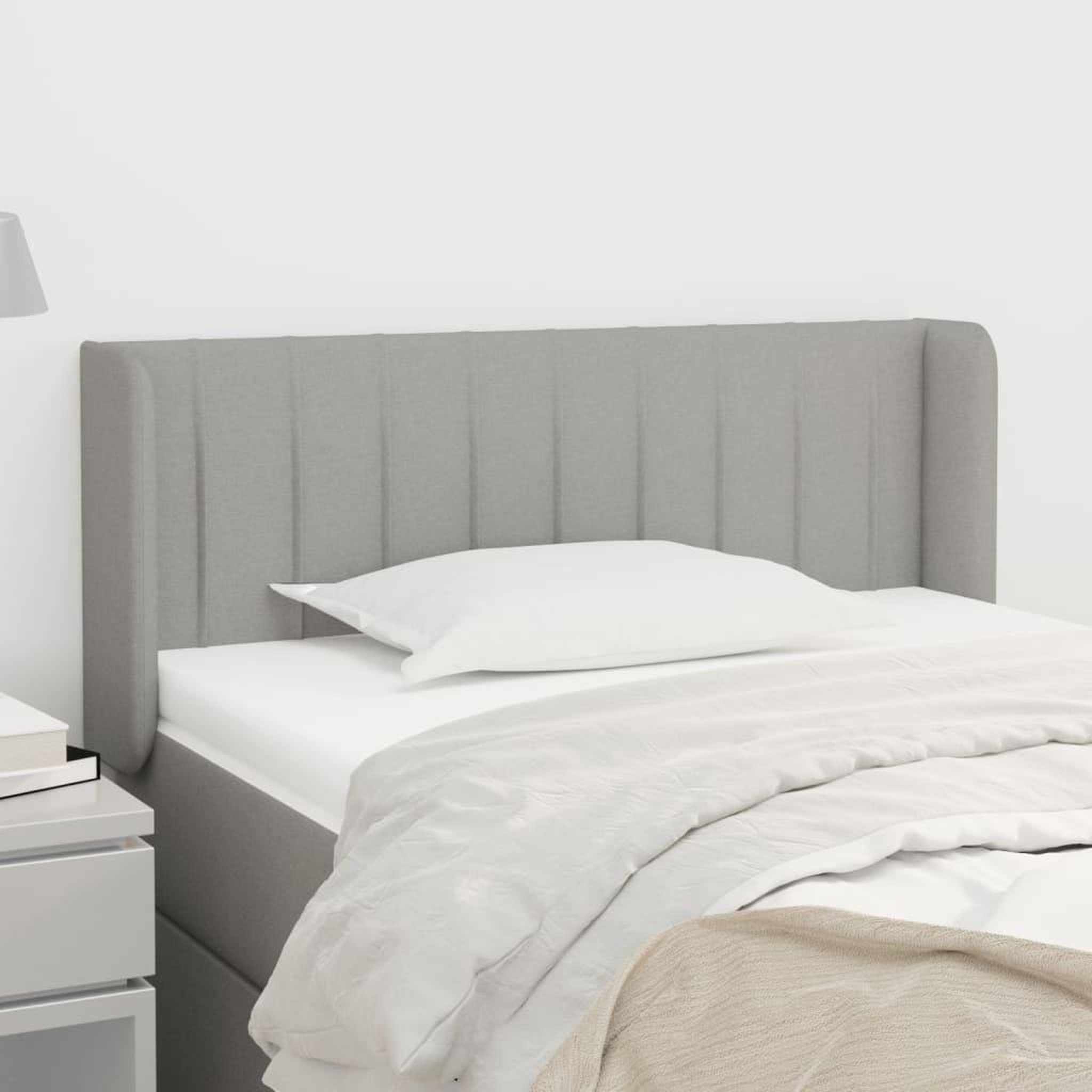 Voir la diapositive 1 : VIDAXL Tete de lit avec oreilles Gris clair 103x16x78/88 cm Tissu