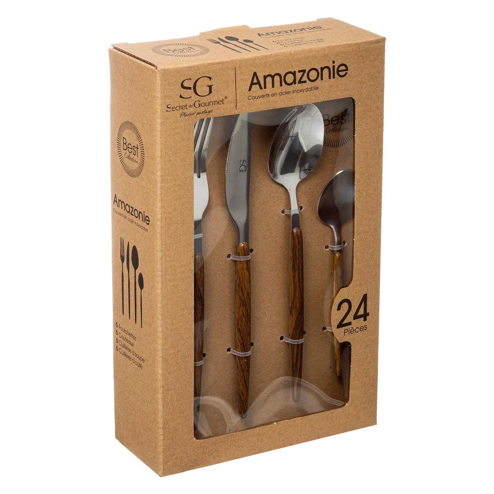 Voir la diapositive 2 : SECRET DE GOURMET Ménagère 24 Pièces  Amazonie  21cm Naturel
