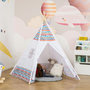 Voir la diapositive 2 : HOMCOM Tente teepee indien enfant style graphique - dim. 1,2L x 1,2I x 1,55H m - porte refermable, fenêtre - structure bois, toile polyester coton blanc multicolore