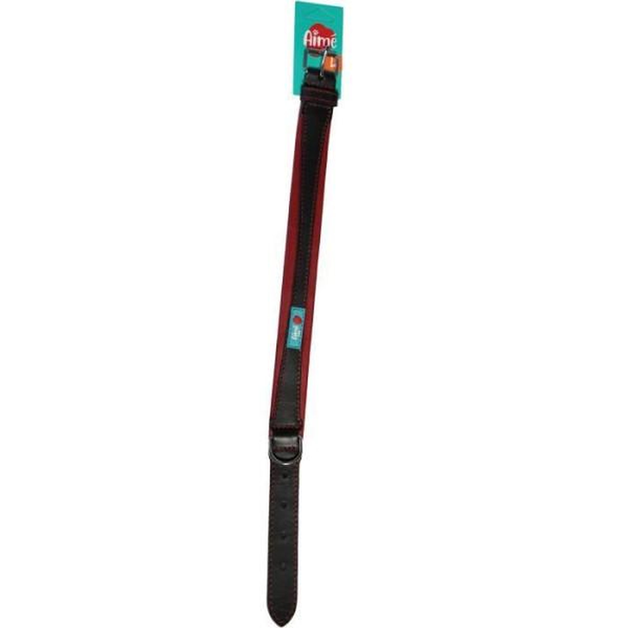 MARKET24 Collier pour chien - aime - basic cuir - cuir vache / agneau - taille l 43-52 cm - noir / rouge