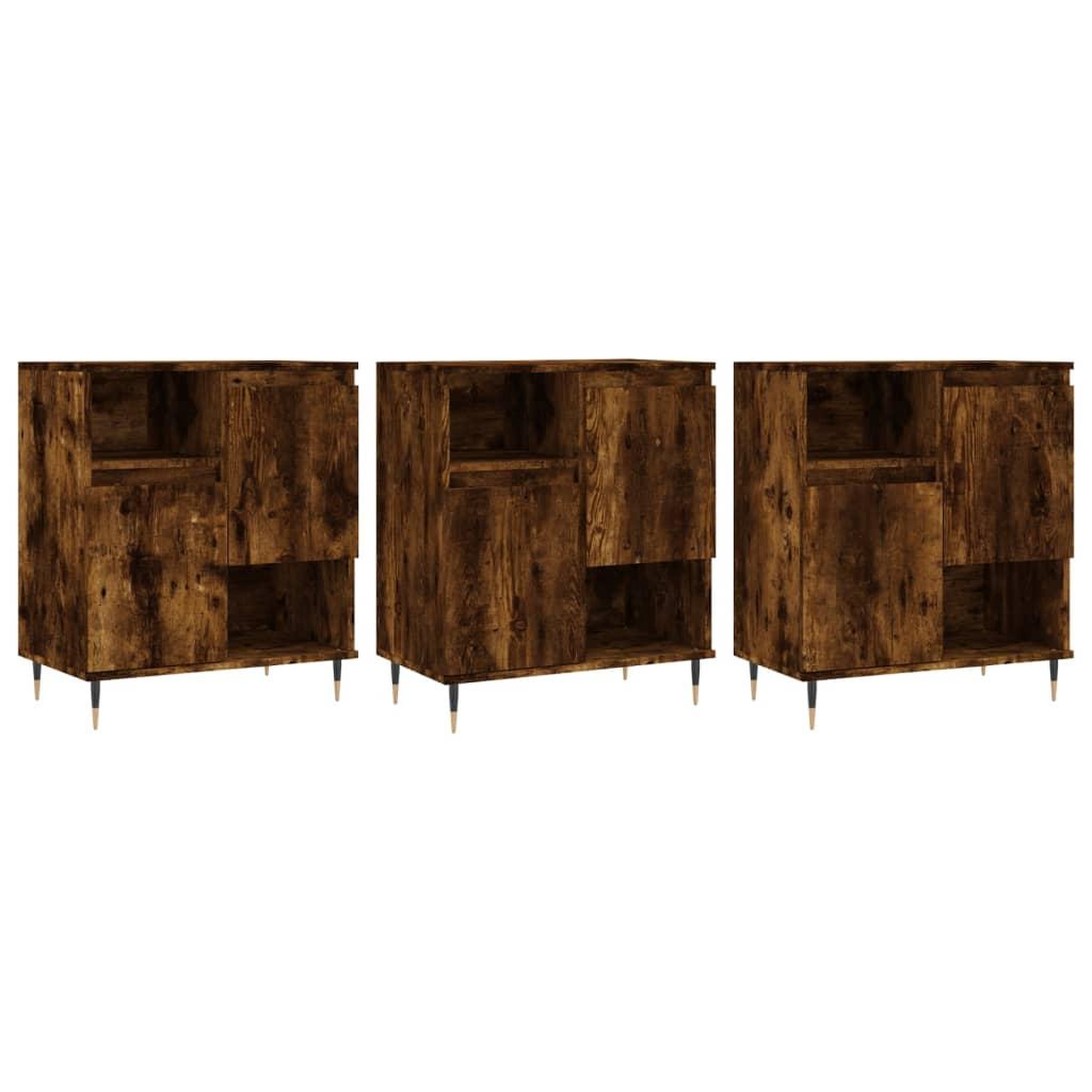 Voir la diapositive 2 : VIDAXL Buffets 3 pcs Chene fume Bois d'ingenierie