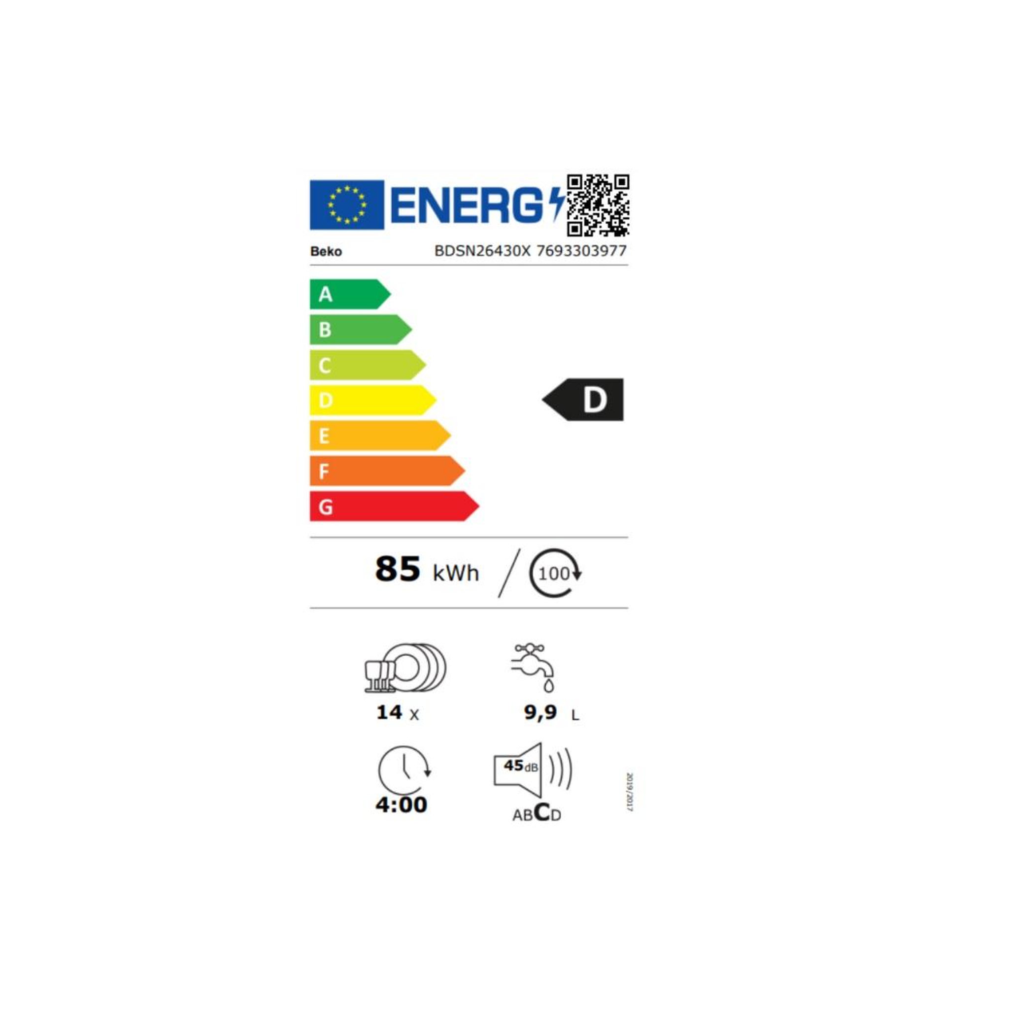 Voir la diapositive 3 : Beko Lave-vaisselle 60cm 14couverts 44db tout intégrable - bdsn26430x