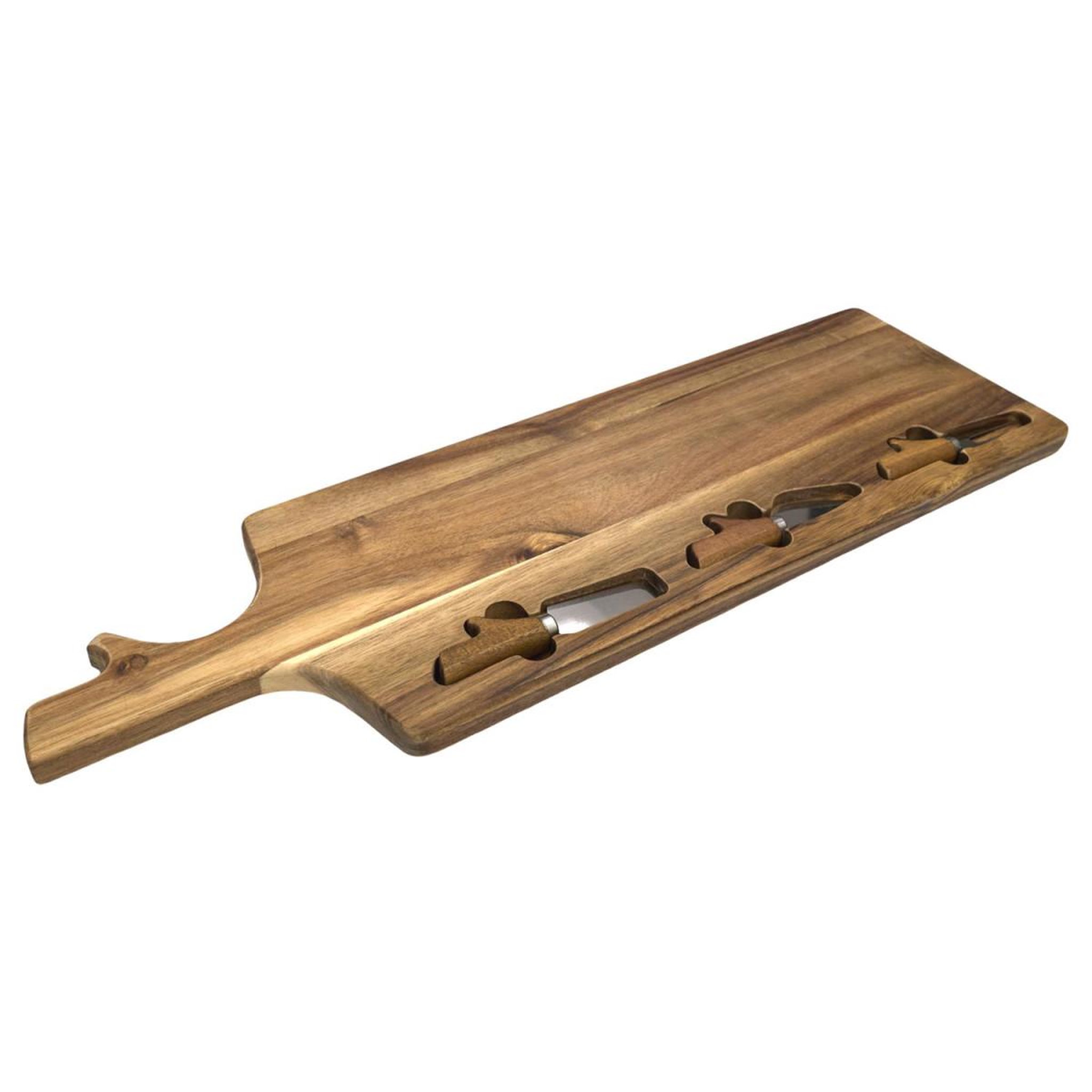The Home Deco Factory Planche à Fromage Avec 3 Couteaux  Bistrot  65cm Naturel