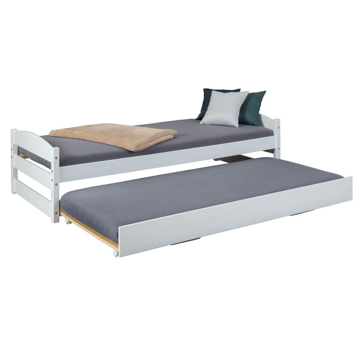 Lit Gigogne 3 en 1 avec tiroir relevable 90x200cm ELIOT