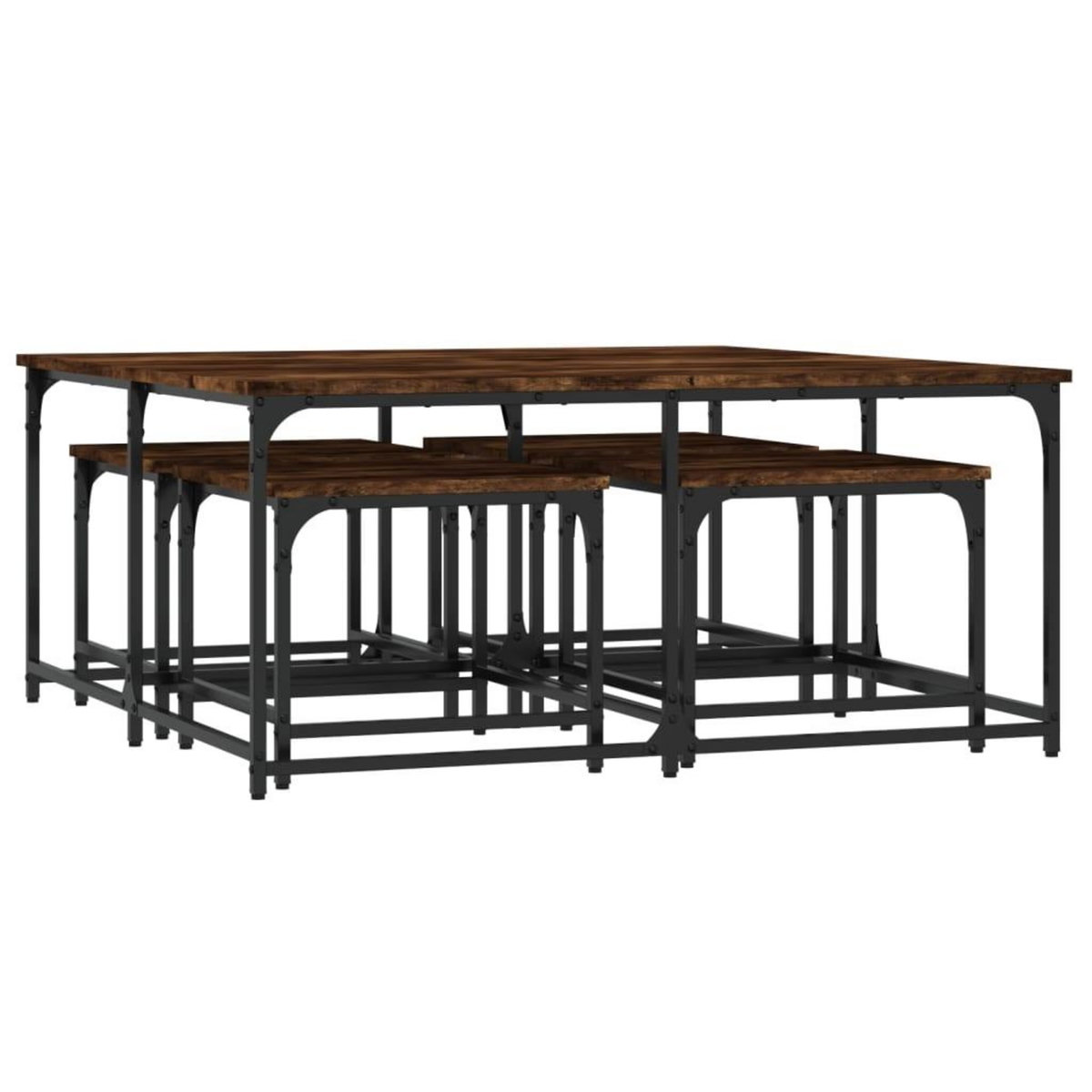 VIDAXL Tables basses gigognes 5 pcs chene fume bois d'ingenierie