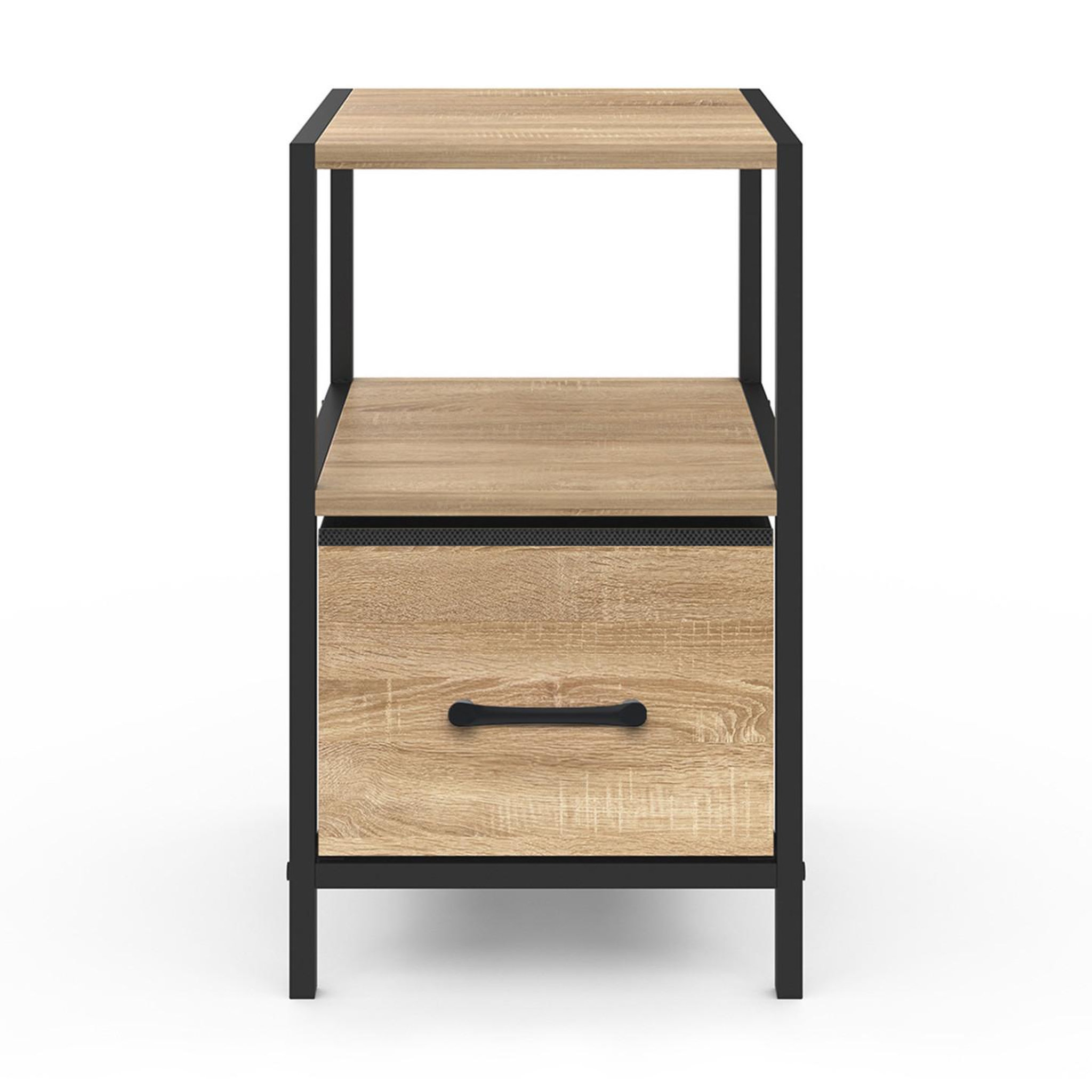 Voir la diapositive 3 : ID MARKET Lot de 2 tables de chevet utah 1 tiroir et 1 niche