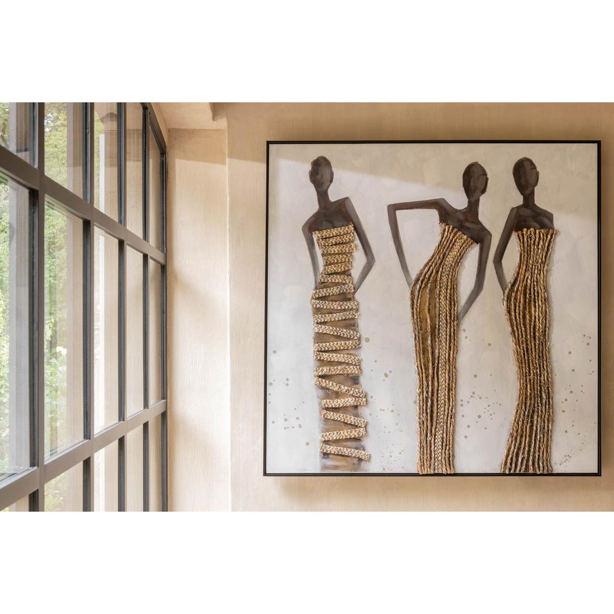 Voir la diapositive 5 : J-LINE Tableau peinture déco  3 femmes africaines  120cm multicolore