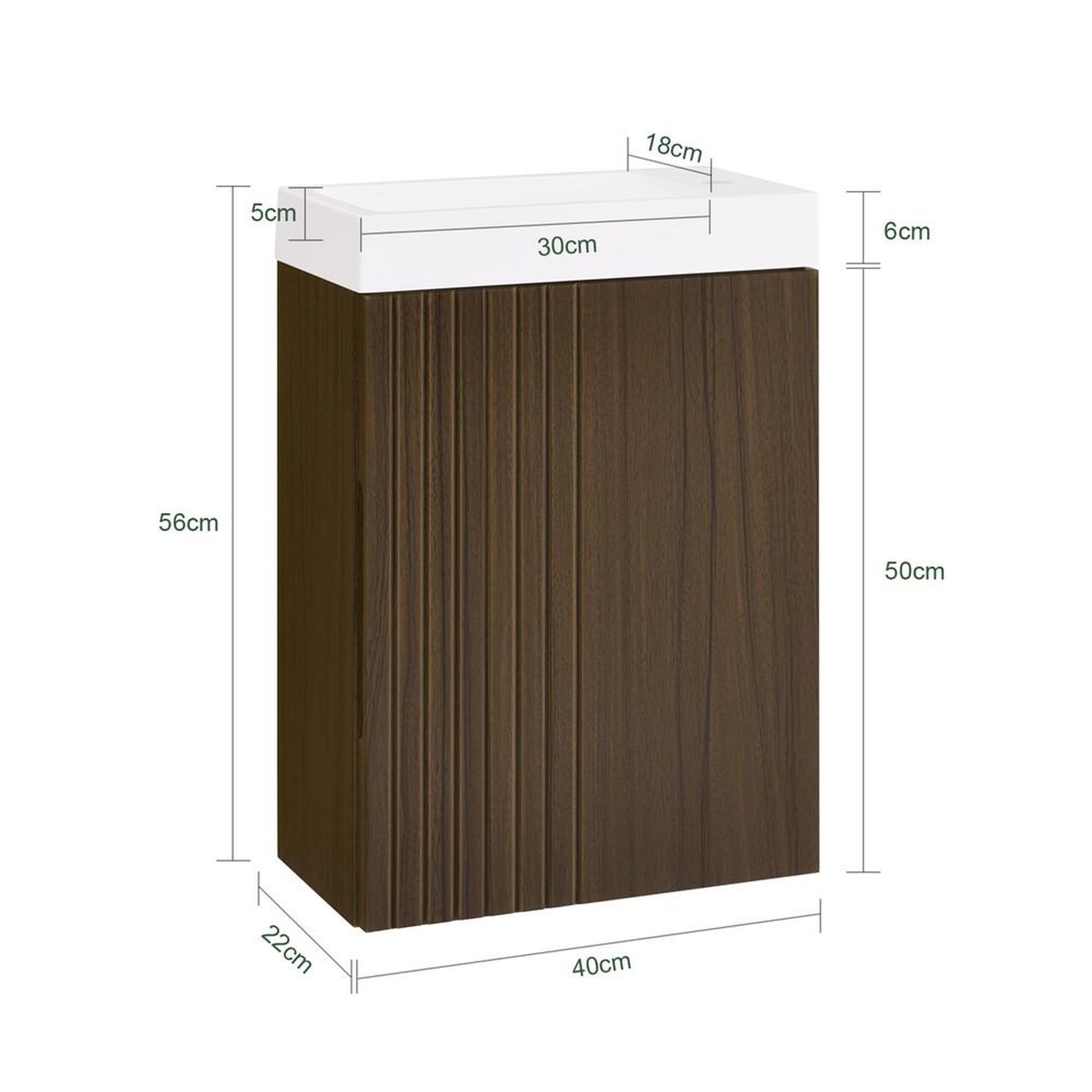 Voir la diapositive 3 : SOBUY SoBuy - Meuble Lavabo à une porte - Marron Foncé - 40x22x56cm - Moderne - BZR196-BR