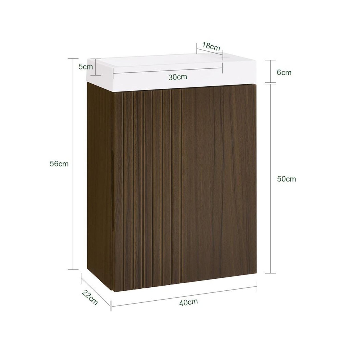 SOBUY SoBuy - Meuble Lavabo à une porte - Marron Foncé - 40x22x56cm - Moderne - BZR196-BR