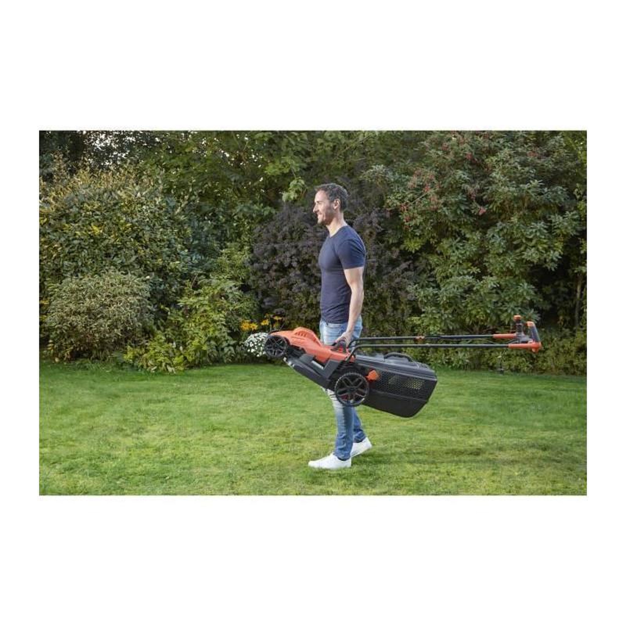 Voir la diapositive 4 : Black et Decker BLACK + DECKER Tondeuse  34cm 1400W - Poignee Bike BEMW461BH