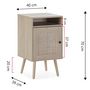 Voir la diapositive 4 : VS VENTA-STOCK Table de Chevet Bella 1 Porte Couleur Chêne, Rotin Naturel