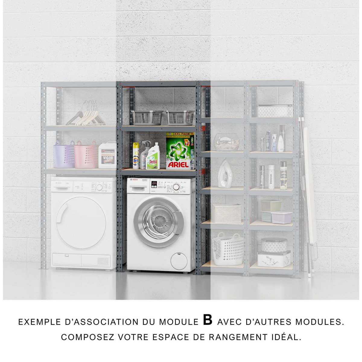 Extension étagère charge lourde MODULÖ STORAGE 3 plateaux - MODULE B