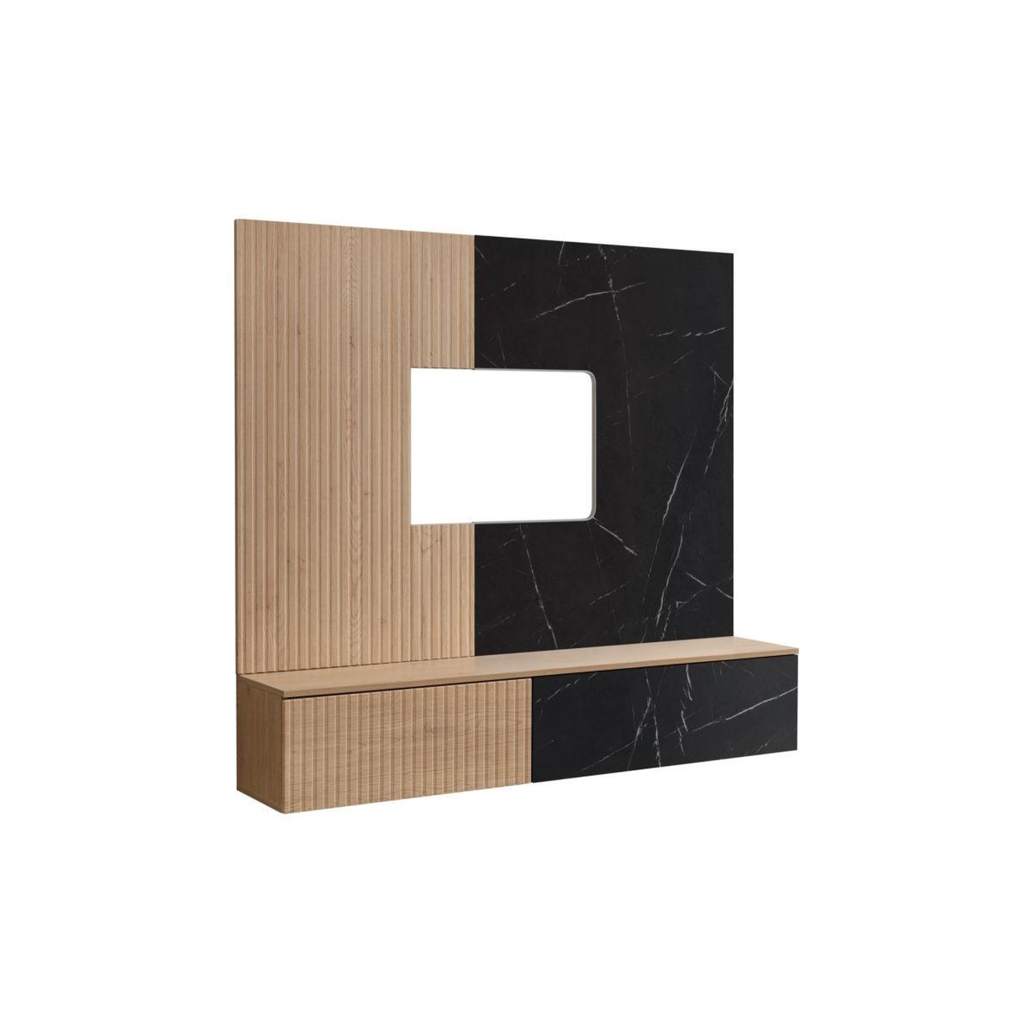 Voir la diapositive 2 : Paris Prix Ensemble meuble tv  kip i  160cm noir & naturel