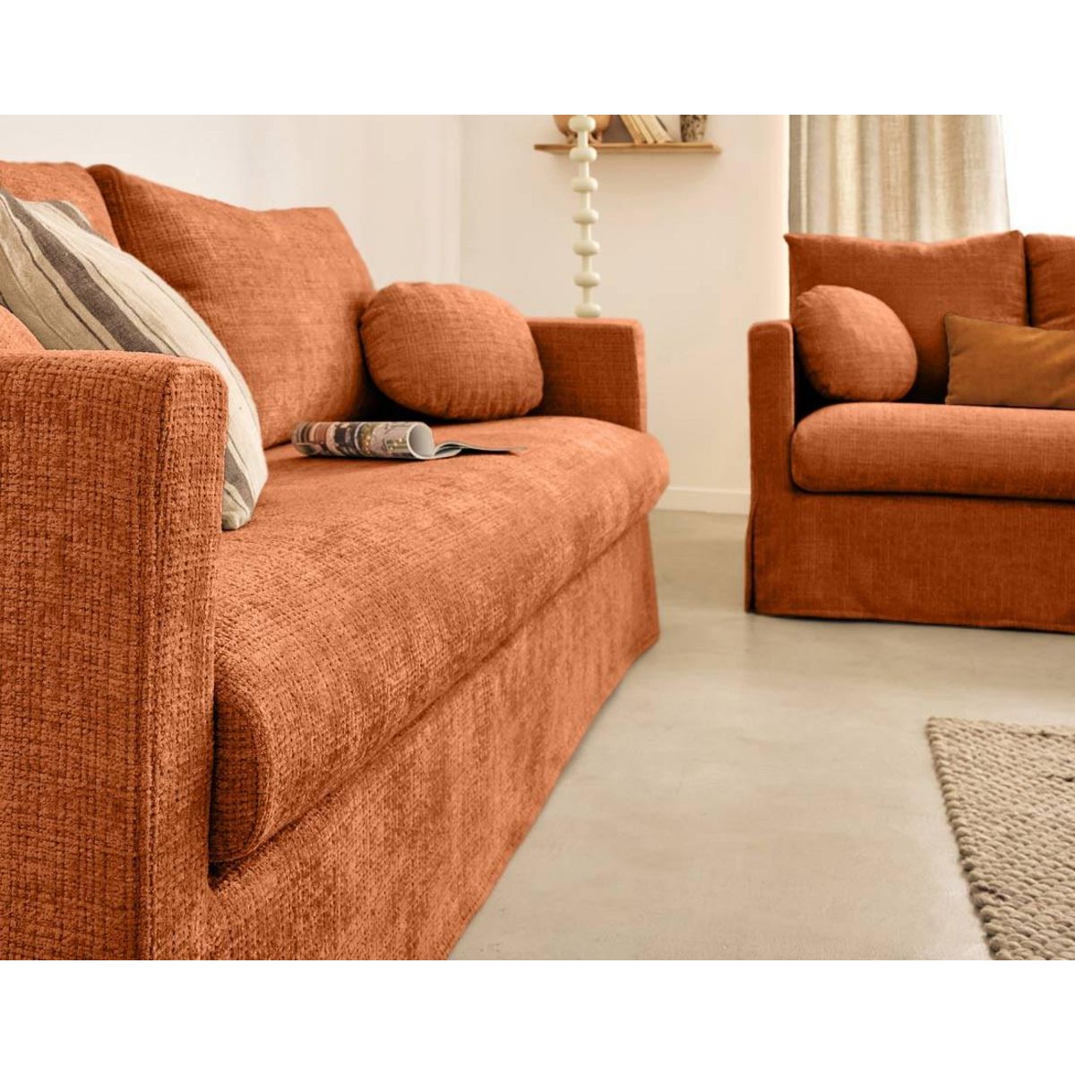 LISA DESIGN Serena - canapé droit déhoussable 3 places en velours texturé