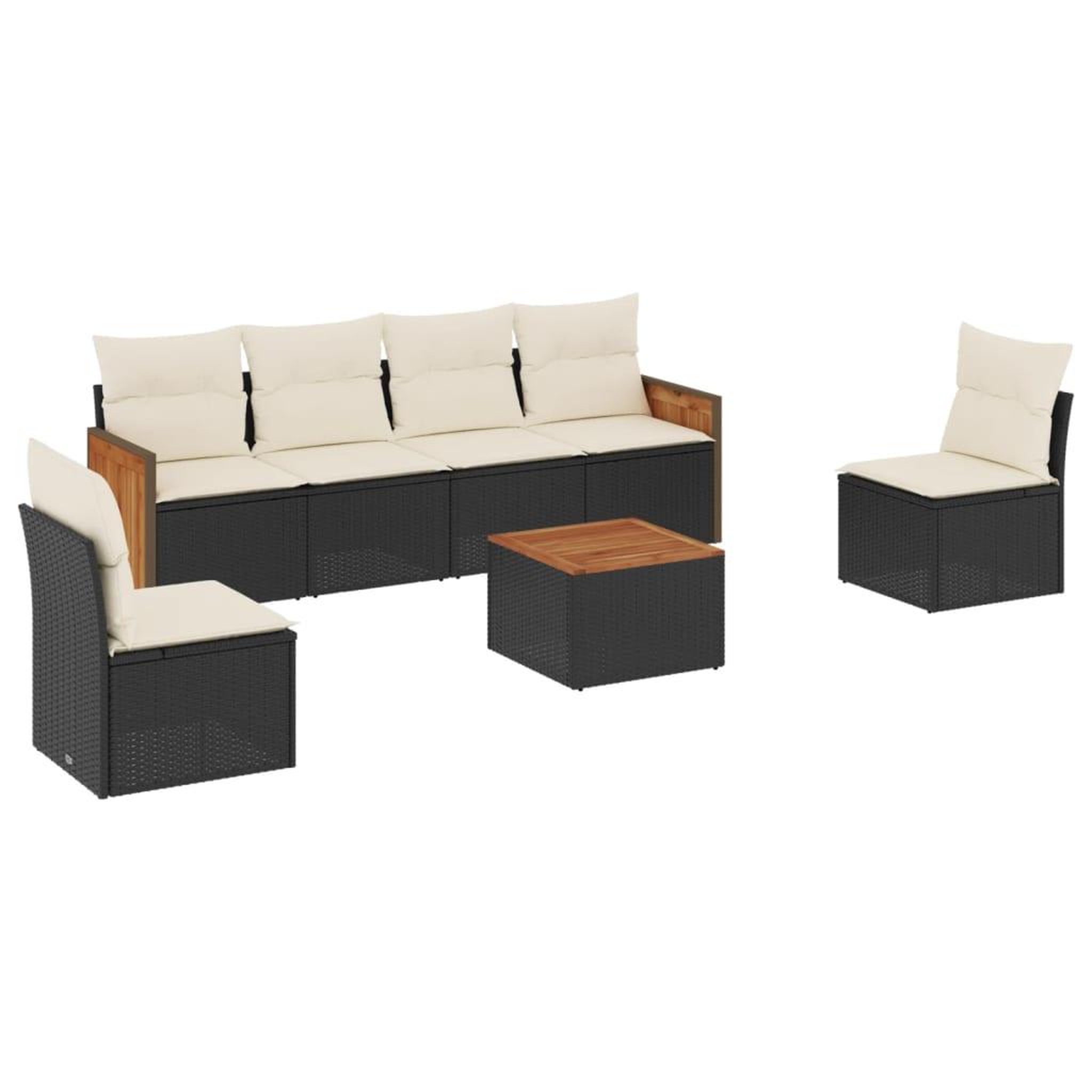 Voir la diapositive 2 : VIDAXL Salon de jardin 7 pcs avec coussins noir resine tressee