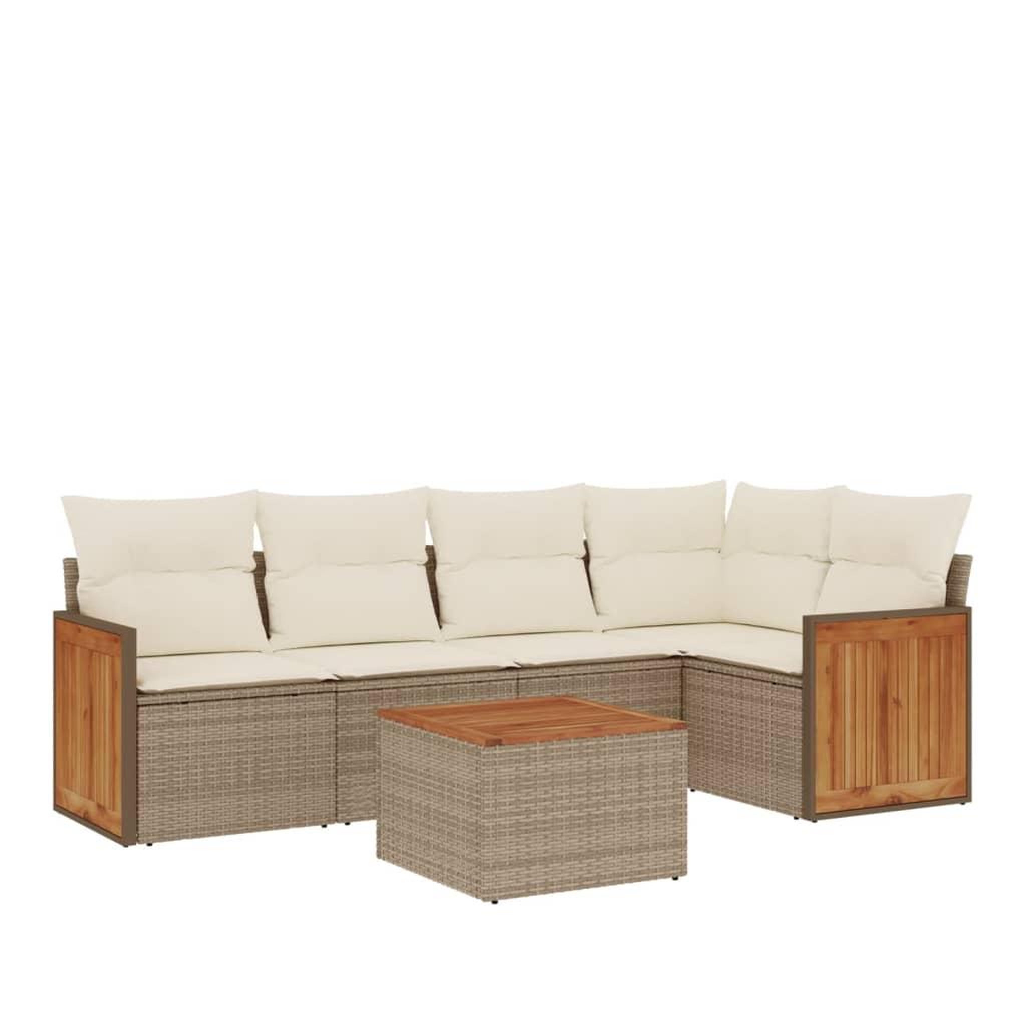 Voir la diapositive 2 : VIDAXL Salon de jardin avec coussins 6 pcs beige resine tressee