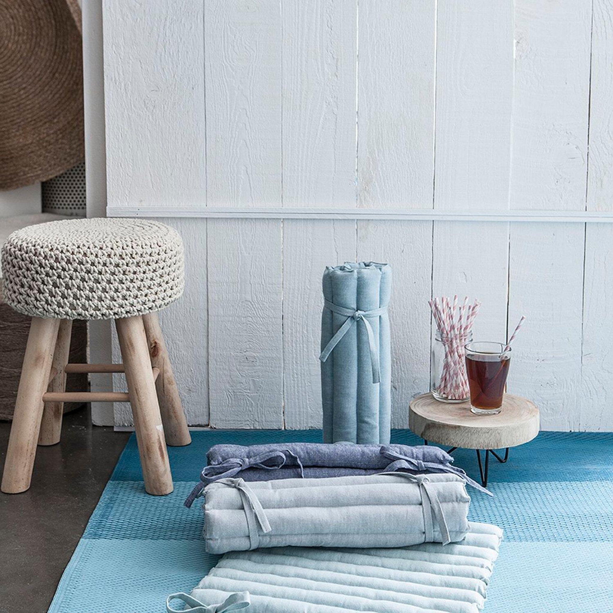 Voir la diapositive 2 : Home collection Assise roulée 100%coton finition chambray cabane de la plage