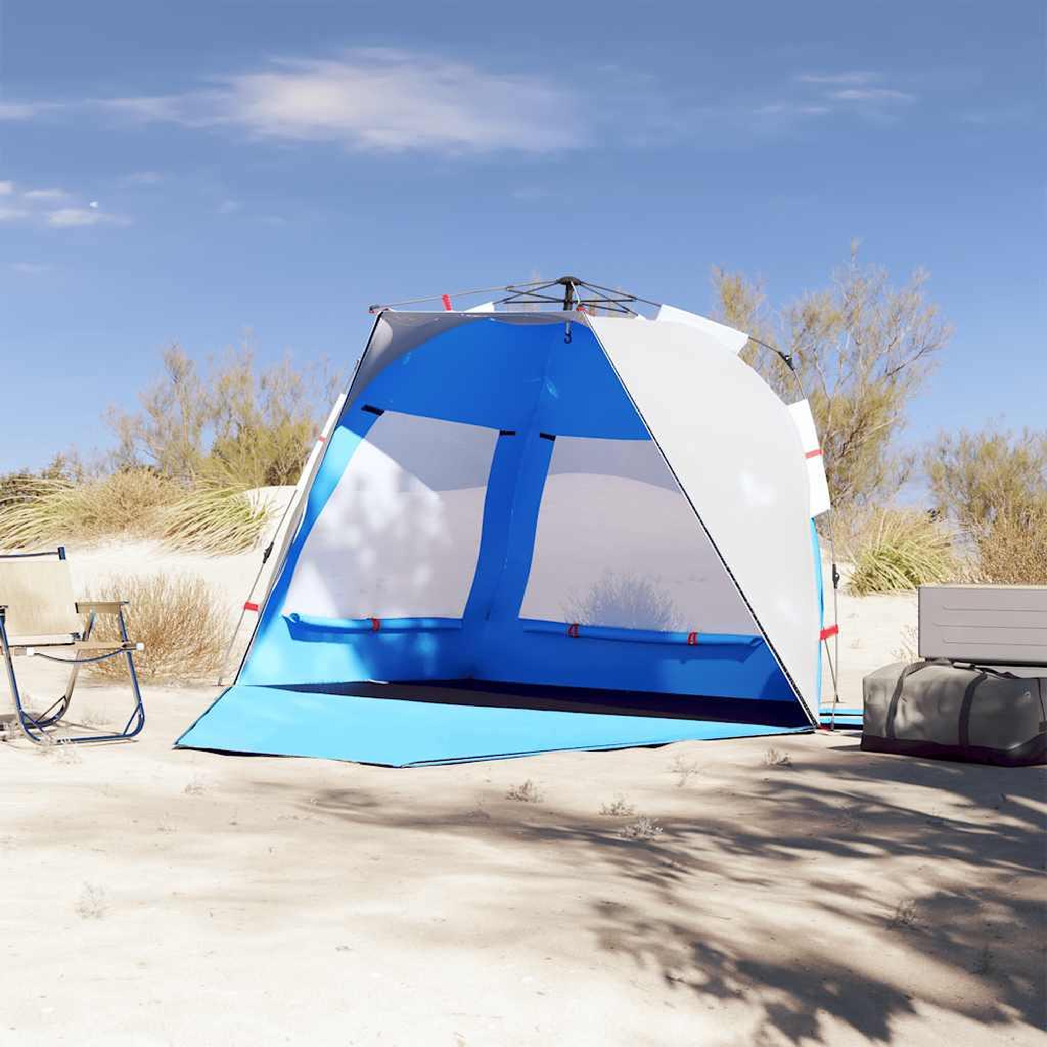 Voir la diapositive 3 : VIDAXL Tente de plage 3 personnes liberation rapide impermeable