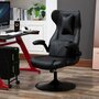 VINSETTO Vinsetto Fauteuil gaming fauteuil de bureau gaming base ronde métal pivotante 360° hauteur réglable coussins intégrés revêtement synthétique noir