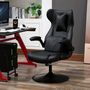 Voir la diapositive 2 : VINSETTO Vinsetto Fauteuil gaming fauteuil de bureau gaming base ronde métal pivotante 360° hauteur réglable coussins intégrés revêtement synthétique noir