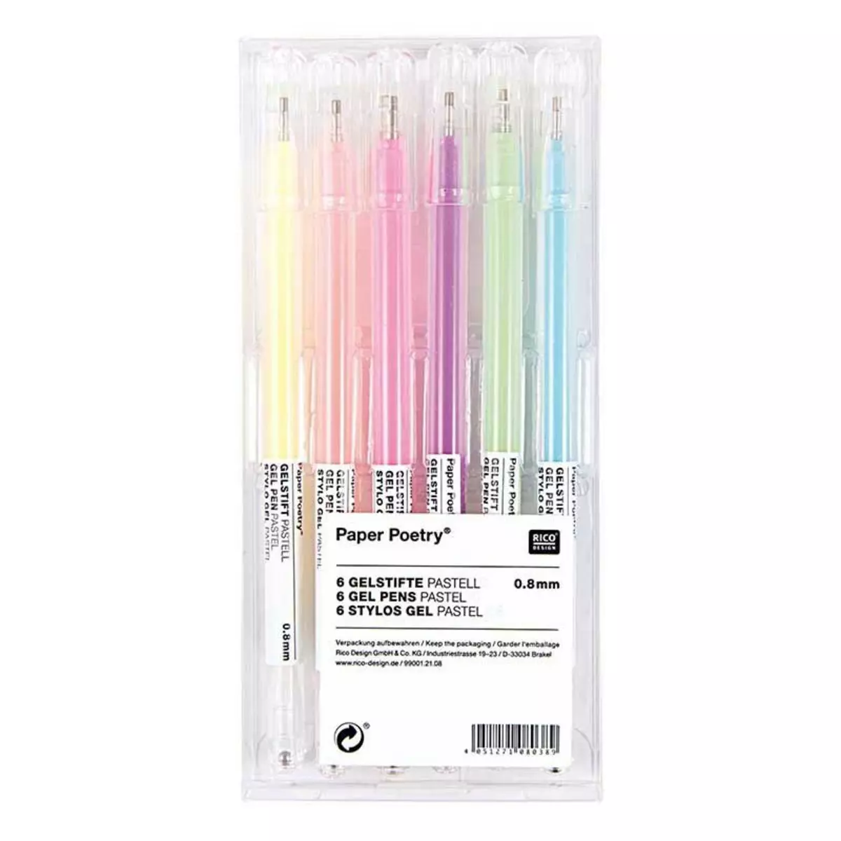 RICO DESIGN 6 stylos gel pastel - 0,8 mm