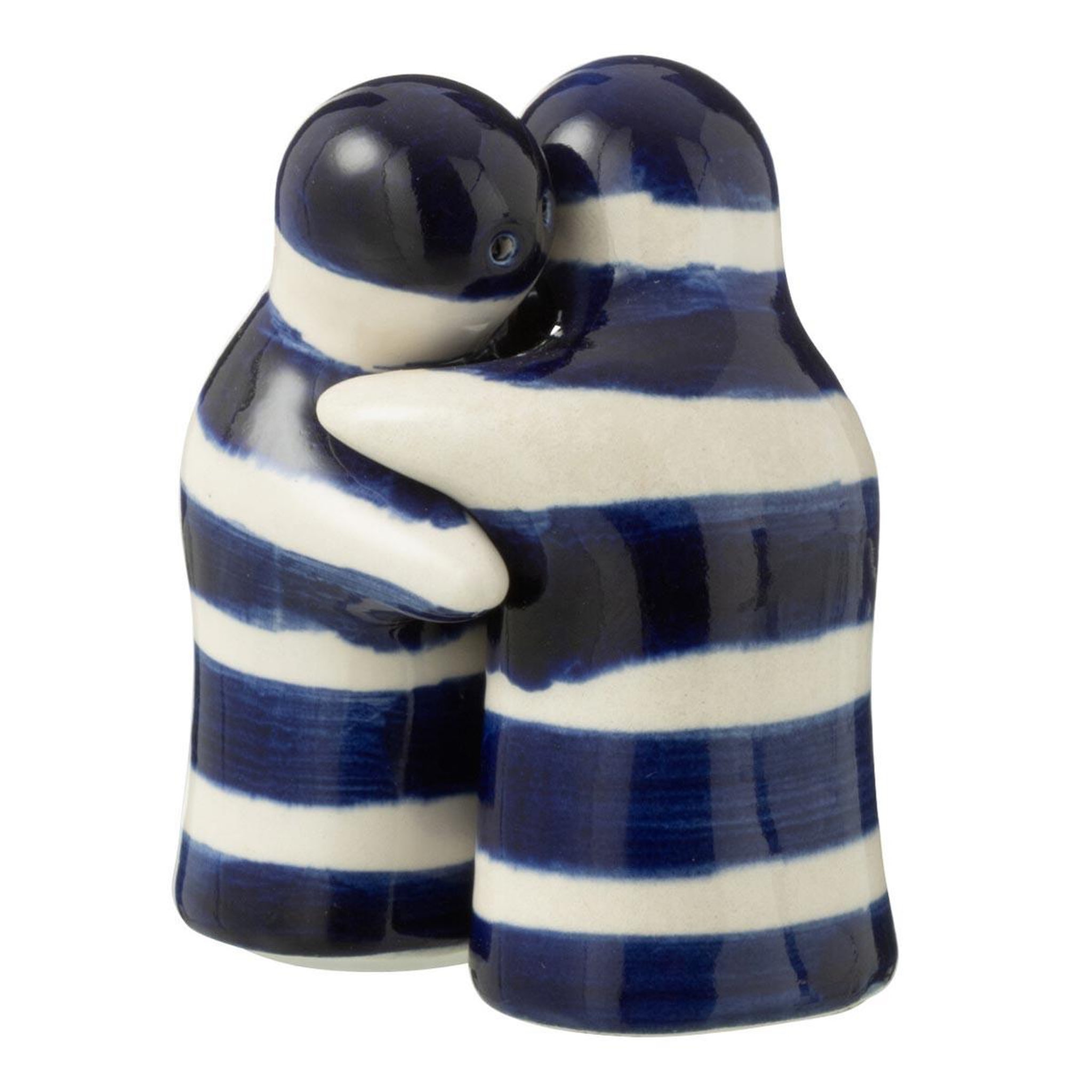 J-LINE Salière & poivrière en céramique  granada rayure  8cm bleu cobalt