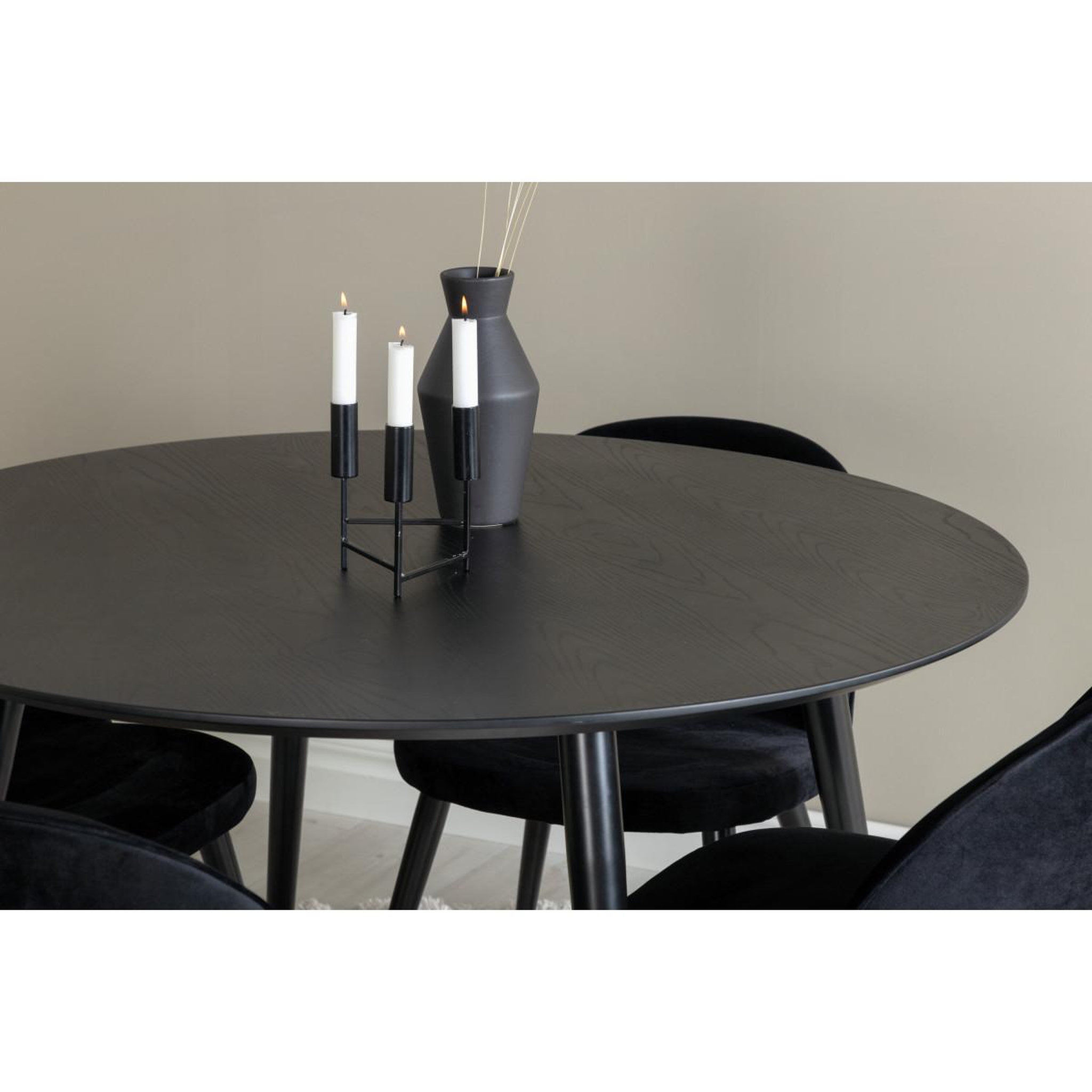 Voir la diapositive 4 : Paris Prix Ensemble table à manger & 4 chaises  dipp & velvet  115cm noir