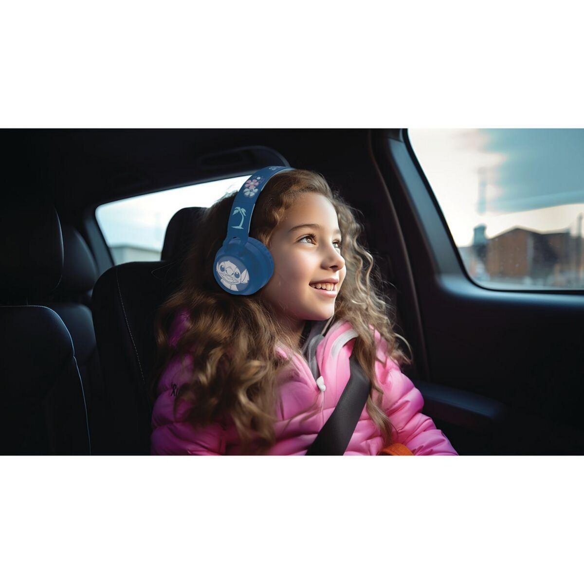 Lexibook Casque lumineux pliable Bluetooth et filaire Stitch avec limitation du volume