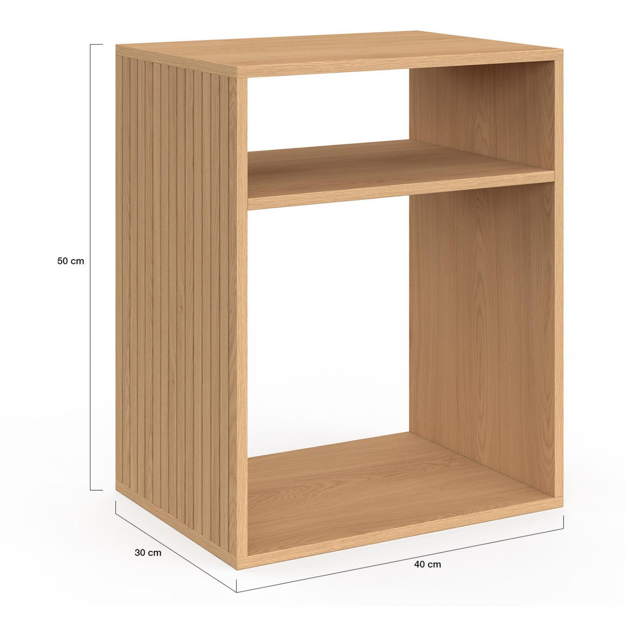 Voir la diapositive 4 : ID MARKET Lot de 2 tables de chevet nora avec rangements ouverts effet lattes et bois