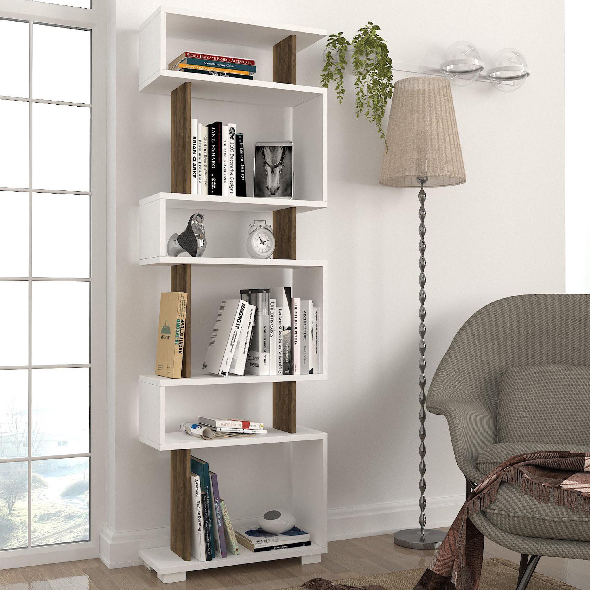 Voir la diapositive 3 : Habitat et Jardin Bibliothèque en bois  blok  - 60 x 19 x 165 cm - marron