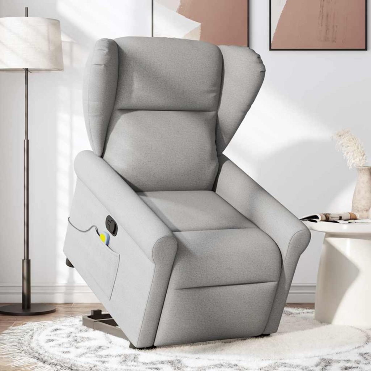 VIDAXL Fauteuil de massage inclinable gris nuage tissu