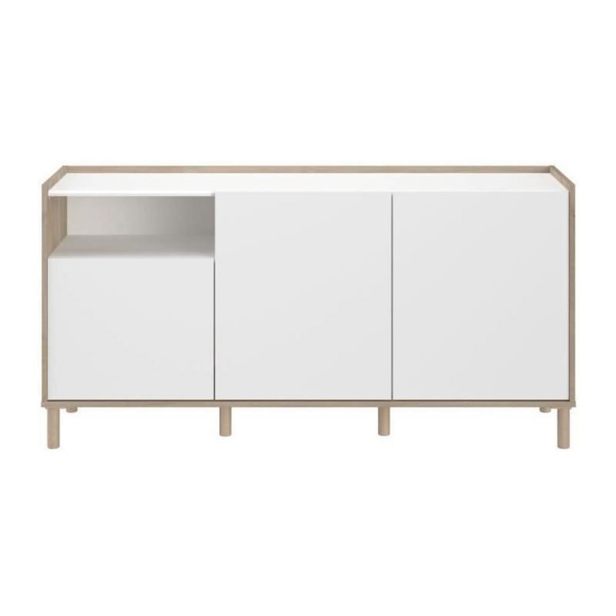 PARISOT Buffet bas - MORPHOS - Décor blanc / Chene - 3 portes - PARISOT