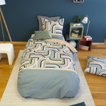 COTE DECO Housse de couette 140x200 + 1 taie LOUTE 100% Coton 57 fils