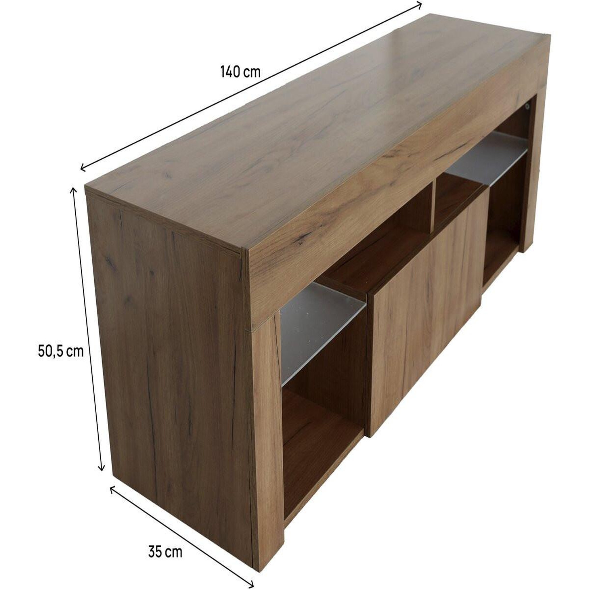 Voir la diapositive 3 : Habitat et Jardin Meuble tv design bois  hugo  - 140 x 40 x 50 cm - marron