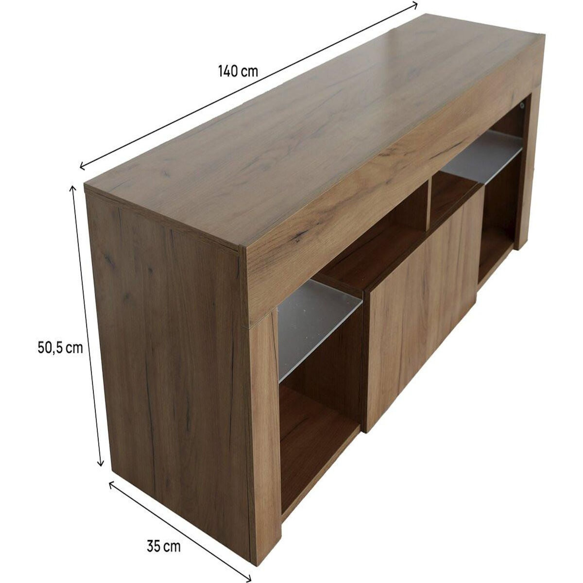 Habitat et Jardin Meuble TV design bois  Hugo  - 140 x 40 x 50 cm - Marron