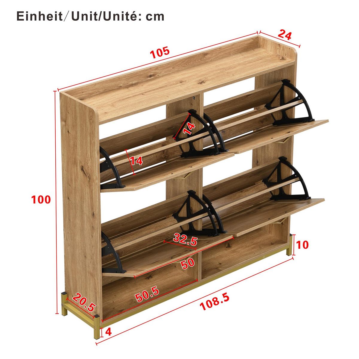 MERAX Meuble à chaussures 20 paires 4 étagères coloris naturel mdf