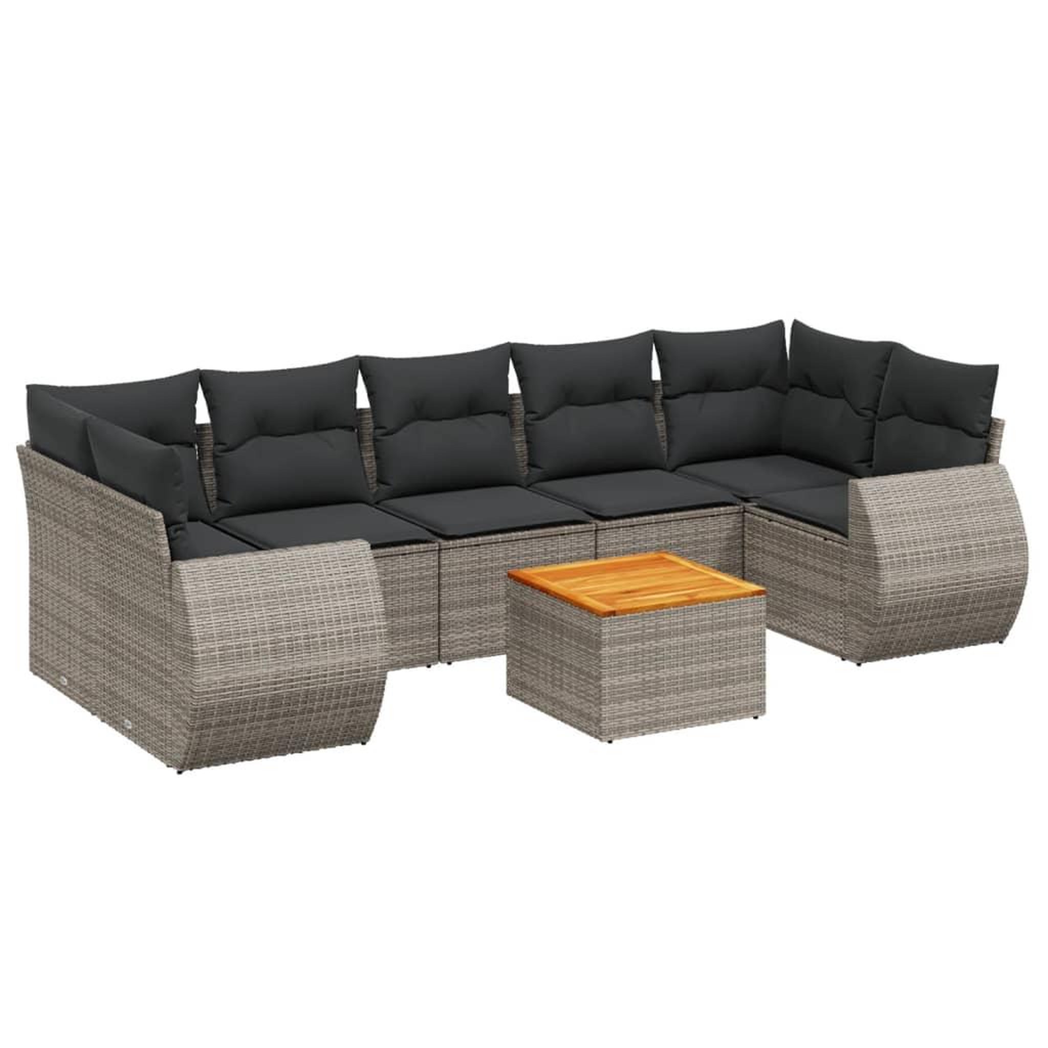 Voir la diapositive 2 : VIDAXL Salon de jardin 8 pcs avec coussins gris resine tressee