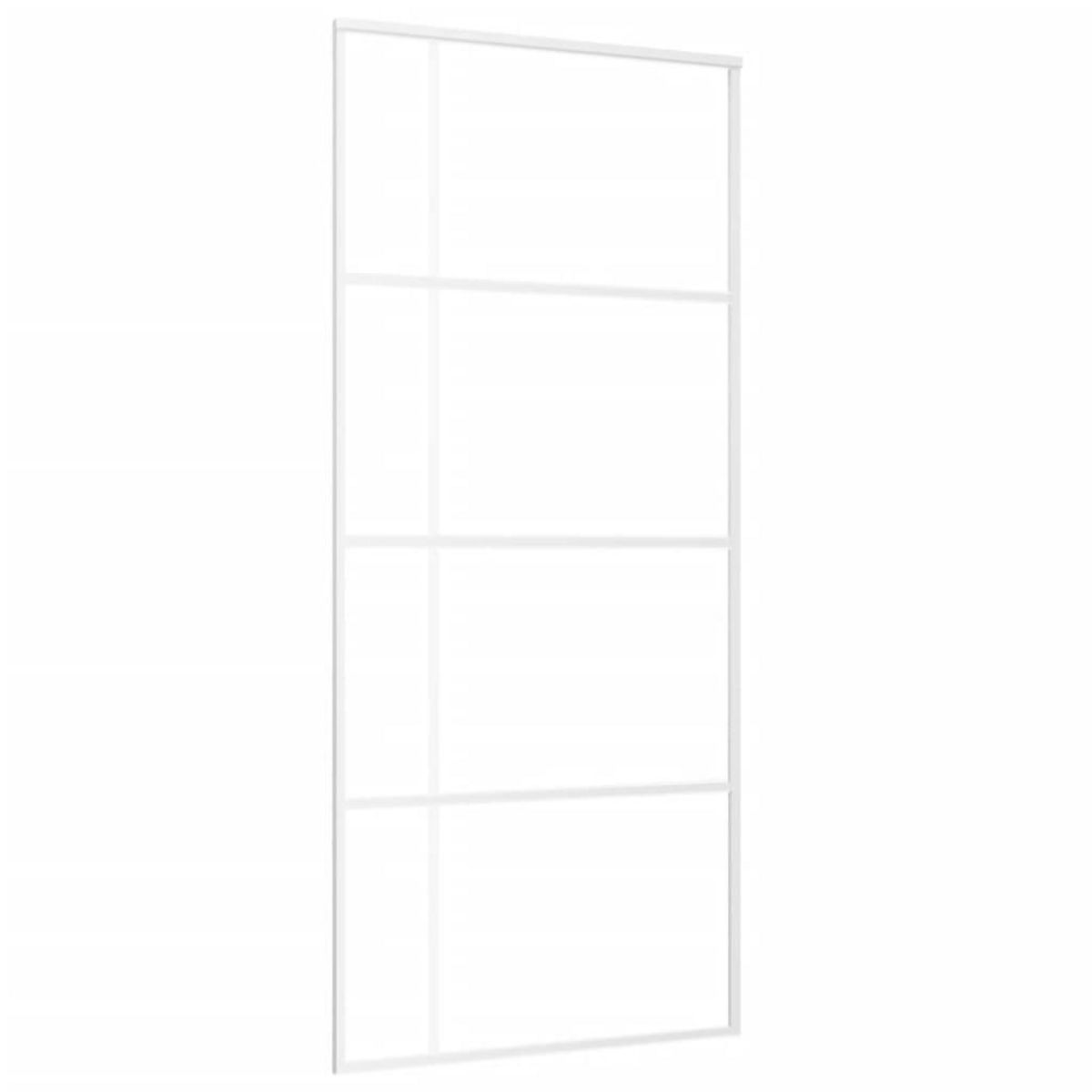 VIDAXL Porte coulissante Verre ESG depoli et aluminium 90x205 cm Blanc