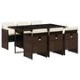 Voir la diapositive 2 : VIDAXL Ensemble a manger de jardin et coussins 7 pcs marron rotin