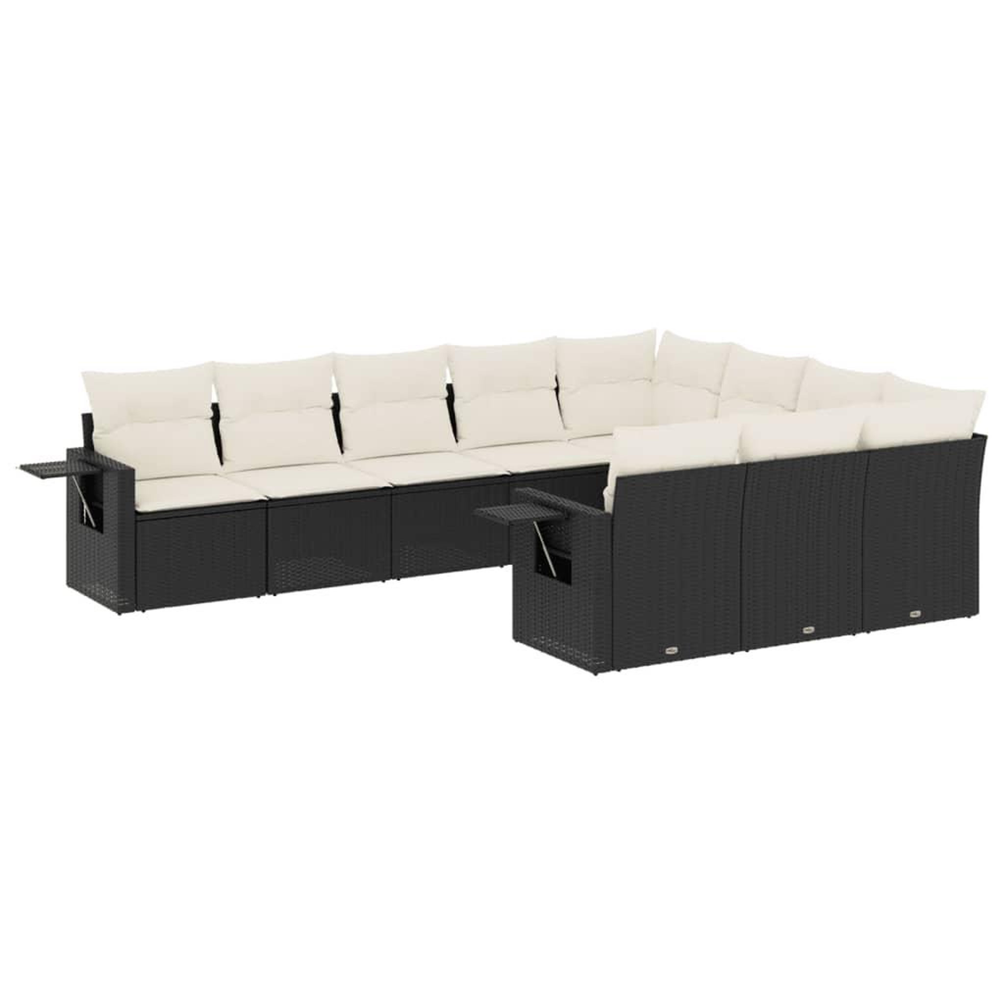 Voir la diapositive 2 : VIDAXL Salon de jardin 10 pcs avec coussins noir resine tressee