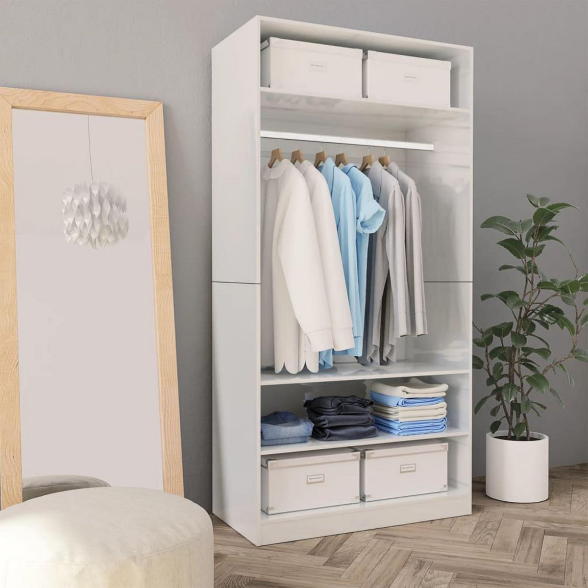 VIDAXL Garde-robe Blanc brillant 100x50x200 cm Bois d'ingenierie